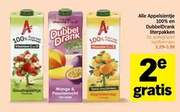 Albert Heijn Alle Appelsientje 100% en DubbelDrank literpakken aanbieding