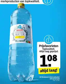 Albert Heijn AH Bruisend mineraalwater citroensmaak aanbieding