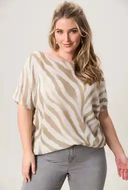 Wehkamp Miss Etam Plus top met zebraprint zand aanbieding