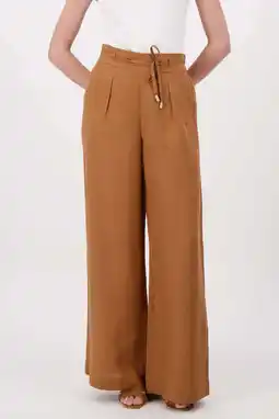 Wehkamp Zusss wide leg highwaist broek met linnen camel aanbieding