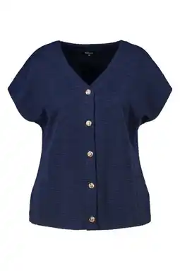 Wehkamp MS Mode bouclé top donkerblauw aanbieding