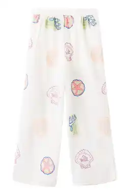 Wehkamp Mango Kids casual broek met linnen wit/multicolor aanbieding