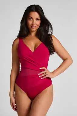 Wehkamp Hunkemöller corrigerend badpak Shell Mesh donkerroze aanbieding