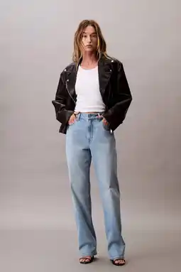 Wehkamp CALVIN KLEIN JEANS highwaist straight leg jeans light blue denim aanbieding