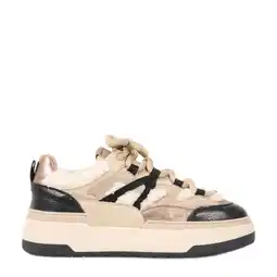 Wehkamp DWRS Walton leren sneakers met teddy beige/zwart aanbieding