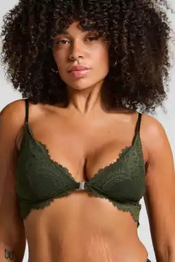 Wehkamp Hunkemöller bh zonder beugel Amara met voorsluiting donkergroen aanbieding