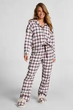 Wehkamp Hunkemöller flanellen pyjamabroek wit/rood aanbieding
