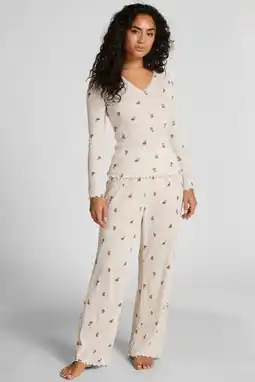 Wehkamp Hunkemöller pyjamabroek Pointelle ecru aanbieding