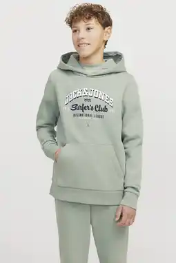 Wehkamp JACK & JONES JUNIOR hoodie JJELOGO met logo zachtgroen aanbieding