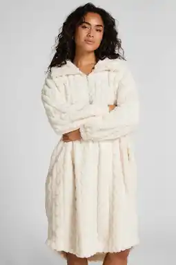 Wehkamp Hunkemöller fleece loungejurk gebroken wit aanbieding