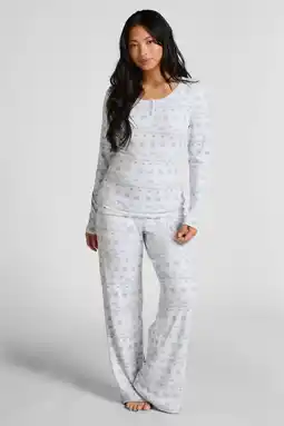 Wehkamp Hunkemöller pyjama wit/lichtblauw aanbieding