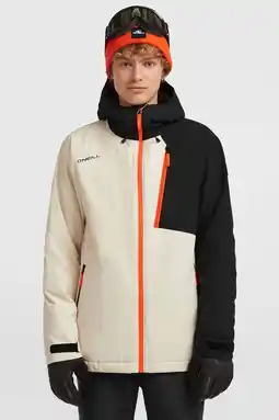 Wehkamp O'Neill ski-jas FWC'Cruz Block ecru/zwart/oranje aanbieding