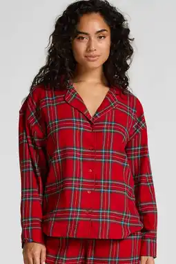 Wehkamp Hunkemöller flanellen pyjamatop rood aanbieding