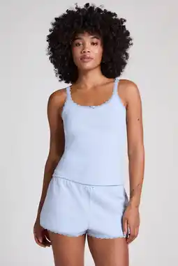 Wehkamp Hunkemöller pyjamashort Pointelle lichtblauw aanbieding