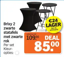 Albert Heijn Brixy 2 zwarte statafels met zwarte rok aanbieding