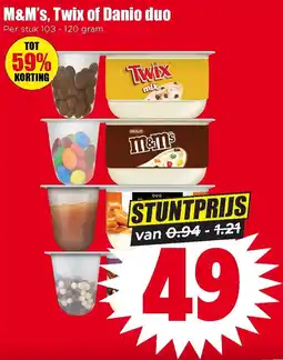 Dirk M&m's , twix of danio duo aanbieding