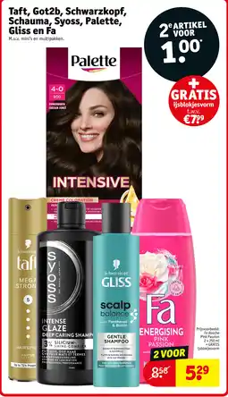 Kruidvat Taft, Got2b, Schwarzkopf, Schauma, Syoss, Palette, Gliss en Fa aanbieding