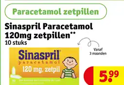 Kruidvat Sinaspril paracetamol 120mg zetpillen aanbieding