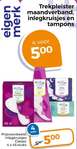 Trekpleister Trekpleister maandverband, inlegkruisjes en tampons aanbieding