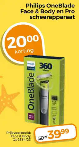 Trekpleister Philips OneBlade Face & Body en Pro scheerapparaat aanbieding