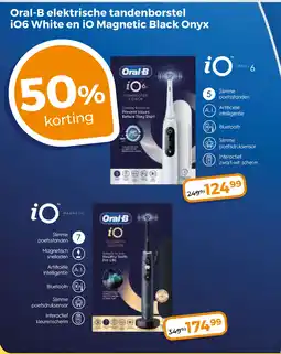 Trekpleister Oral-b elektrische tandenborstel i06 white en io magnetic black onyx aanbieding
