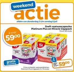 Trekpleister Dreft vaatwascapsules platinum plus en miracle gigapack aanbieding