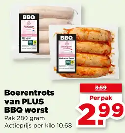 PLUS Boerentrots van PLUS BBQ worst aanbieding