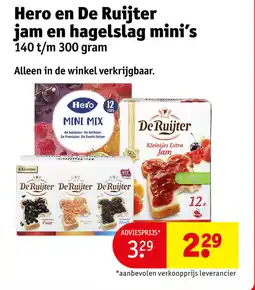 Kruidvat Hero en De Ruijter jam en hagelslag mini's aanbieding