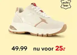 Scapino Harper leren dames sneakers met luipaardprint beige aanbieding