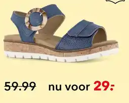 Scapino Hush Puppies leren dames sandalen denim blauw aanbieding