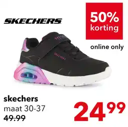 Scapino Skechers Uno Lite 2.0 meisjes sneakers zwart roze aanbieding
