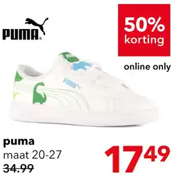 Scapino Puma Smash 3.0 Dino V INF jongens sneakers wit aanbieding