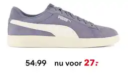 Scapino Puma Smash suede heren sneakers grijs blauw aanbieding