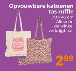 Trekpleister Opvouwbare katoenen tas ruffle aanbieding
