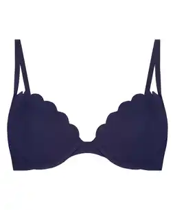 Hunkemoller Hunkemöller Voorgevormde beugel bikinitop Scallop Blauw aanbieding