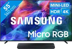 Coolblue Samsung Micro RGB 55 R85H (2026) + Samsung HW-S60D Zwart (2024) aanbieding