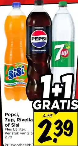 Vomar Voordeelmarkt Pepsi, 7up, Rivella of Sisi aanbieding