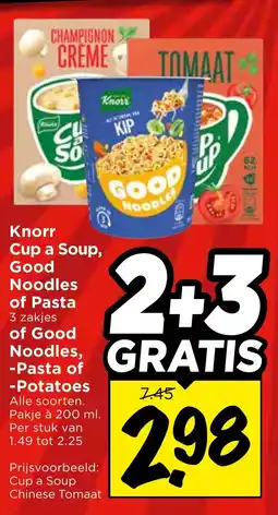 Vomar Voordeelmarkt Knorr Cup a Soup, Good Noodles of Pasta of Good Noodles, Pasta of potatoes aanbieding