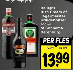 Vomar Voordeelmarkt Bailey's Irish Cream of Jägermeister Kruidenbitter of Sonnema Berenburg aanbieding