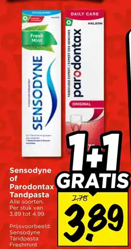 Vomar Voordeelmarkt Sensodyne of Parodontax Tandpasta aanbieding