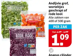 Hoogvliet Andijvie grof, worteltjes geschrapt of rode kool aanbieding