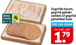 Hoogvliet Gegrilde bacon, gegrild gehakt sambal of gegrild gehaktbal kaas aanbieding