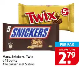 Hoogvliet Mars, Snickers, Twix of Bounty aanbieding