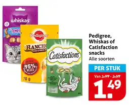 Hoogvliet Pedigree, Whiskas of Catisfaction snacks aanbieding