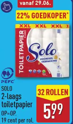 ALDI Solo 2-laags toiletpapier aanbieding