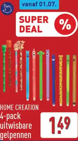 ALDI Home creation 4-pack uitwisbare gelpennen aanbieding