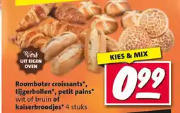 Nettorama Roomboter croissants, tijgerbollen, petit pains of kaiserbroodjes aanbieding