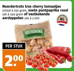 Poiesz Noordertrots tros cherry tomaatjes zoete puntpaprika rood of vastkokende aardappelen aanbieding