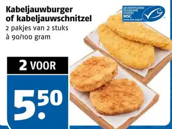 Poiesz Kabeljauwburger of kabeljauwschnitzel aanbieding