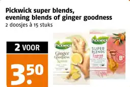 Poiesz Pickwick super blends, evening blends of ginger goodness aanbieding